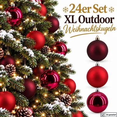 Produktbild von Weihnachtskugeln Outdoor 24er Set Ø10cm Christbaumkugeln Bordeaux Rot Wetterfest