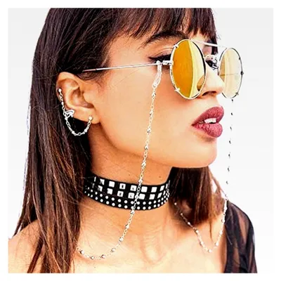 Produktbild von Boho-Brillenketten mit Perlen aus Metalllegierung, rutschfeste Brillenkette, modisches Brillenzubehör, Brillenhalter, Sonnenbrillenhalter, Brillenband, für Damen und Mädchen, Silber