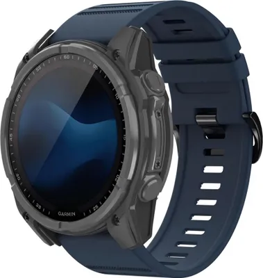 Image de imoshion QuickFit® Stripe Bracelet en silicone - Connecteur Garmin 26 mm - Bleu foncé