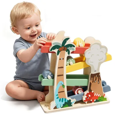 Produktbild von Omgoods – Holz-Dinosaurier-Rampenspielzeug für Kleinkinder