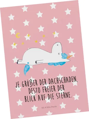 Produktbild von Mr. & Mrs. Panda Postkarte Einhorn Sternenhimmel - Rot Pastell - Geschenk, Sterne, Postkarten, einzelkarte, Verrückt, Grußkarte, Unicorn, Einhörner, Ansichtskarten