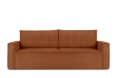 Obrázok produktu pre Rozkladacia pohovka Konsimo s funkciou spánku s podrúčkami "NAPI", červená, manšestrová látka, Loft, 228x89x101 cm