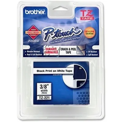 Produktbild von Brother Black on White Gloss Laminated Tape, 9mm, TZ, China, 8 m, 172 mm, 108 mm, 335 mm