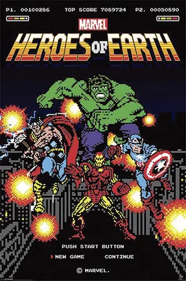 Obrázek produktu pro Retro plakát Marvel: Hrdinové Země, 91,5 x 61 cm
