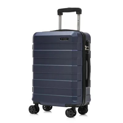 Produktbild von Koffer Trolley Reisekoffer Suitcase, Rollkoffer Handgepäck ,mit 4 Rollen360°, Hartschalenreisekoffer, Zahlenschloss, Weicher Gummigriff(M, Dunkelblau)