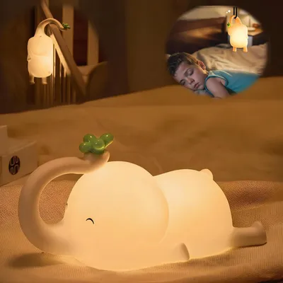 Produktbild von zodight Nachtlicht Hase, Kinder Nachttischlampe aus Silikon & ABS, Berührungssensor, 5 Helligkeiten, CCT 1800-6500K LED, 0.2-1.5W, 1200mAh/3.7V Akku (bis zu 8h Laufzeit, 4-5h Ladezeit), USB-Kabel, Handyhalter, BPA-frei, Hasenpuschel