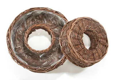 Produktbild von Kobolo Pflanzringe rund mit Folie 2er Set 31 cm 40 cm Durchmesser Dekoring Blumenring  | Übertöpfe Blumentopf Garten Deko Pflanzkorb Ring Pflanzschale