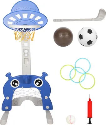 Produktbild von Jopassy Basketballkorb 4 in 1 Kinder Basketballständer Höhenverstellbar Basketballanlage Spielplatz Fußballtor Golf Wurfring