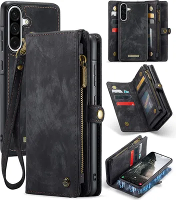 Produktbild von Caseme Handy Tasche für Samsung Galaxy A36 - Schutzhülle Geldbeutel + Etui KlappHülle Kunstleder Schwarz