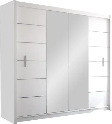 Zdjęcie produktu dla Duża szafa przesuwna Lizbona II 203 cm biała z lustrem