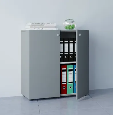 Produktbild von VCM Büroschrank mit 2 Fächern | moderner Aktenschrank mit Drehtüren | Maße ca. B. 70 x H. 74 x T. 40 cm - Lona 2-Fach