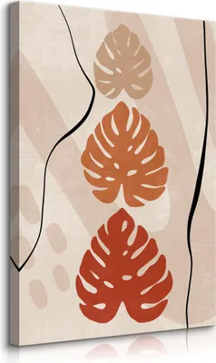 Produktbild von Muralo Leinwandbild Canvas MONSTERA BLÄTTER Pflanzen Abstraktion Boho Stil Br. 50cm x Hö. 70cm