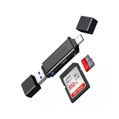 Produktbild von SD-Kartenleser – USB 2.0 / USB-C Speicherkartenleser 2in1 SD- & micro-SD Card Reader – Speicherkarten Adapter für Windows, Android, Apple