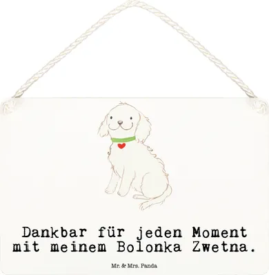 Produktbild von Mr. & Mrs. Panda Schild Bolonka Zwetna Moment DIN A6 - Weiß - Geschenk, Deko Wandtafel, Türschild, holzbild, kleine aufmerksamkeit, Tsvetnaya