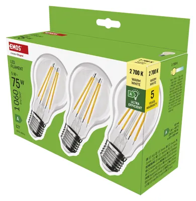 Productafbeelding van EMOS LED-lamp A60/E27/5W/75W/1060lm/warm wit, 3 stuks