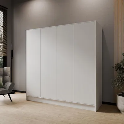 Produktbild von Drehtürenschrank GAVA 200 cm Moderner Kleiderschrank mit glatten Türen, Weiß