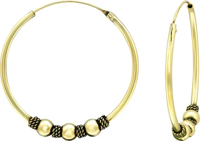 Produktbild von Creolen Ohrringe Bali 925 Sterling Silber vergoldet 30 mm