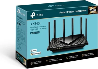 Produktbild von TP-Link Archer AX72, Wi-Fi 6 (802.11ax), Dual-Band (2,4 GHz/5 GHz), Ethernet/LAN, Schwarz, Tragbarer Router