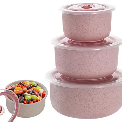 Produktbild von TRANKIELO® - 3-teiliges Magnetron-Set mit Deckel - BPA-frei, multifunktional und stapelbar - Rosa