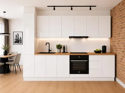 Produktbild von Küchenzeile 280 cm Küchenblock Einbauküche ohne Arbeitsplatte, LETANO Luki 8 Weiß Hochglanz mit Soft-Close