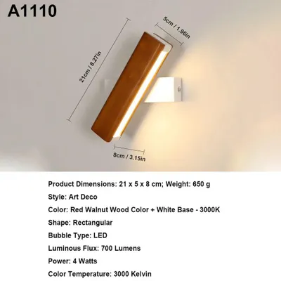 Produktbild von Wandlampe - LED-Wandleuchte - 3000 K Warmweiß - 350° Drehbar - Nach Oben und Unten Gerichtet - 220 V - A1110