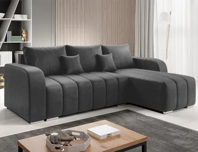 Produktbild von Easy4You Ecksofa Pufetto Graphite L-Form – 245x86x147 cm - Schlafsofa mit Bettkasten und Schlaffunktion - Eckcouch mit Stauraum  – Stoff Manila 19
