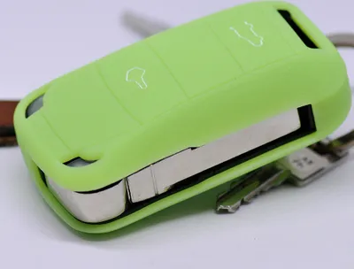 Produktbild von Auto Schlüssel Hülle Silikon Schutz Cover Fluoreszierend Grün kompatibel mit Porsche Cayenne 955 9PA 2002-2012 2 Tasten Klappschlüssel