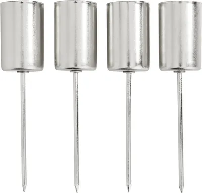 Produktbild von Metall-Stabkerzenhalter mit Spieß, 4 Stück Silber