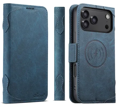 Produktbild von Handy Hülle Klapphülle Apple iPhone 17 Pro Max MagSafe Kartenfach Stand Blau