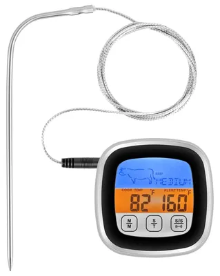 Image de Thermomètre de cuisson numérique thermomètre à viande sonde - Avec alarme - Écran tactile - Jusqu'à 300 °C - Pour barbecue et four