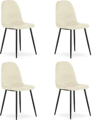 Image de Chaise - Leobert - Como - Velours Beige - 44,5 X 50,5 X 87,5 Cm - Lot De 4