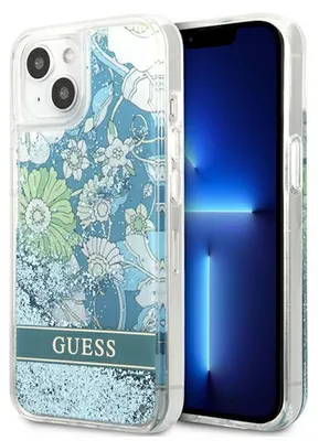 Zdjęcie produktu dla Guess Guhcp13Slflsn Iphone 13 Mini 5,4 Zielony/Green Hardcase Flower Liquid Glitter