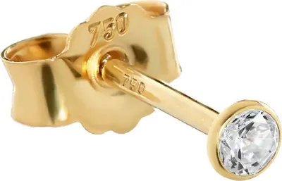 Produktbild von Einzel 2,3mm Ohrstecker Gelbgold 750 Gold Ohrringe 18 Karat Zirkonia Weiß 2623