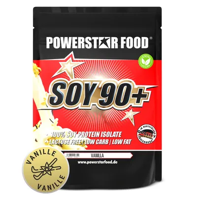 Image de Powerstar SOY 90+ | 1kg Isolat de protéines de soja | Non génétiquement modifié & sans OGM | Poudre de protéine végétalienne pour le développement musculaire | Vanille