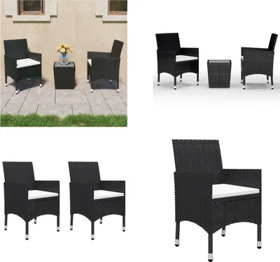 Produktbild von vidaXL 3 tlg. Bistro Set Poly Rattan und Hartglas Schwarz - Bistro-Set - Bistro-Sets - Bistroset - Bistrosets