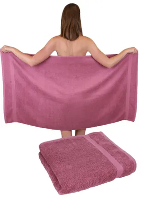 Produktbild von Betz 2 Stück Duschtücher 70 x 140 cm PREMIUM 100% Baumwolle Liegetuch Strandtuch   Farbe: beere
