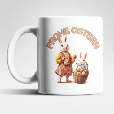 Produktbild von Ostern Hase Ostereier Kaffeetasse Teetasse Tasse Geschenkidee 325 ml – Hase-04