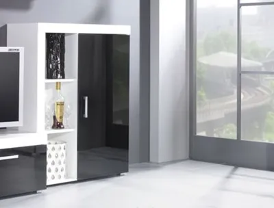 Obrázok produktu pre Cama Meble Komoda Samba REG3 - biela / čierny lesk