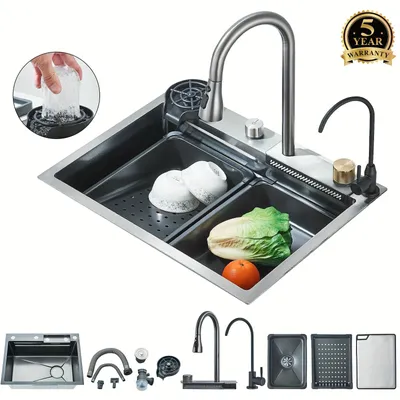 Immagine prodotto di Lavello da cucina - Vasca di scarico - Lavello - Lavabo - Lavello da incasso - Acciaio inossidabile - 60x45 cm