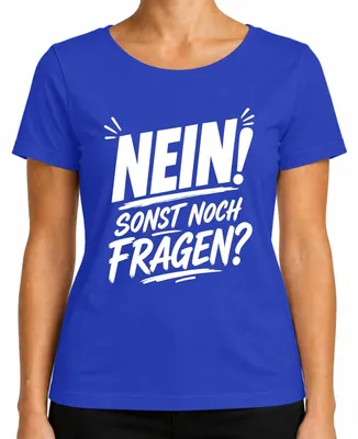 Productafbeelding van Nee! Nog andere vragen? Grappig, sarcastisch, vintage, ironisch dames T-shirt, blauw, maat L