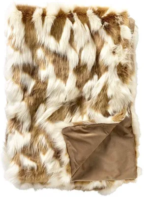 Imagen del producto de Unyqoos® Hoii Plaid Gabriella: manta decorativa super suave, 140x180 cm, color natural (marrón/blanco), 100% poliéster, certificación STANDARD 100