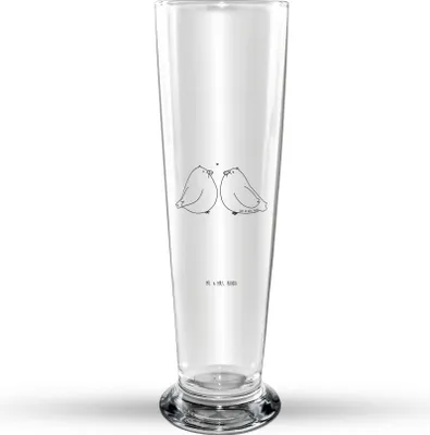 Produktbild von Mr. & Mrs. Panda Bierglas Turteltauben Liebe - Transparent - Geschenk, Freundin, Glasbierglas, Partner, Bierbecher, Hochzeitstag, Tauben, Bier Glas, Trinkglas, Glasbecher
