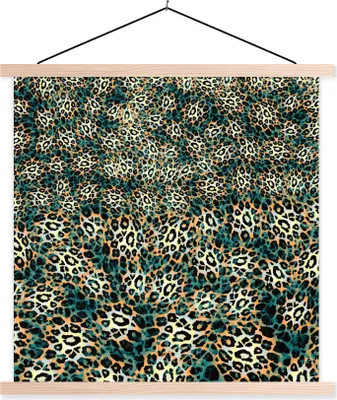 Produktbild von MuchoWow® Textilposter Leopardenmuster - Muster - Wild 120x120 cm mit holzfarbenen Rahmen - Textil-Poster