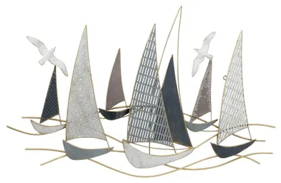 Image de Boltze Wandobjekt Hanse Deko-Wandbild mit Fischen + Booten, maritimes Design