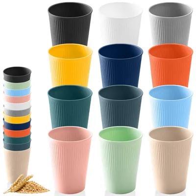 12 wiederverwendbare Plastikbecher 350 ml, unzerbrechlich, spülmaschinengeeignet