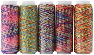 Produktbild von PolkaHome® Handnähgarn-Set – 5 bunte Polyester-Spulen, je 110 m, für Näh- und Stickprojekte