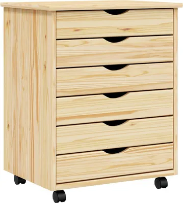 Obrázok produktu pre vidaXL Kontajner na kolieskach so zásuvkami MOSS Číry lak 53 x 39 x 65,5 cm