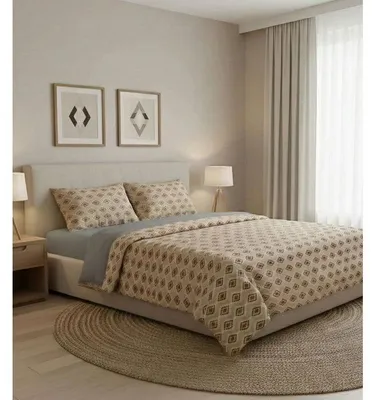 Zdjęcie produktu dla Komplet pościeli 100% bawełny wzmocnionej - poszewka na kołdrę 240 x 220 cm + 2 poszewki na poduszki 60 x 60 cm - kolor beżowy