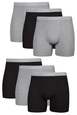 Zdjęcie produktu dla Bokserki męskie Hanes, bezszwowe, 6 sztuk, model Retroshorts, kolor czarny