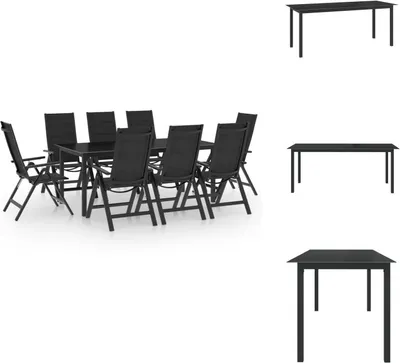 Image de vidaXL - Ensemble de table et chaises d'extérieur en aluminium anthracite, 9 pièces - Ensembles de mobilier de jardin